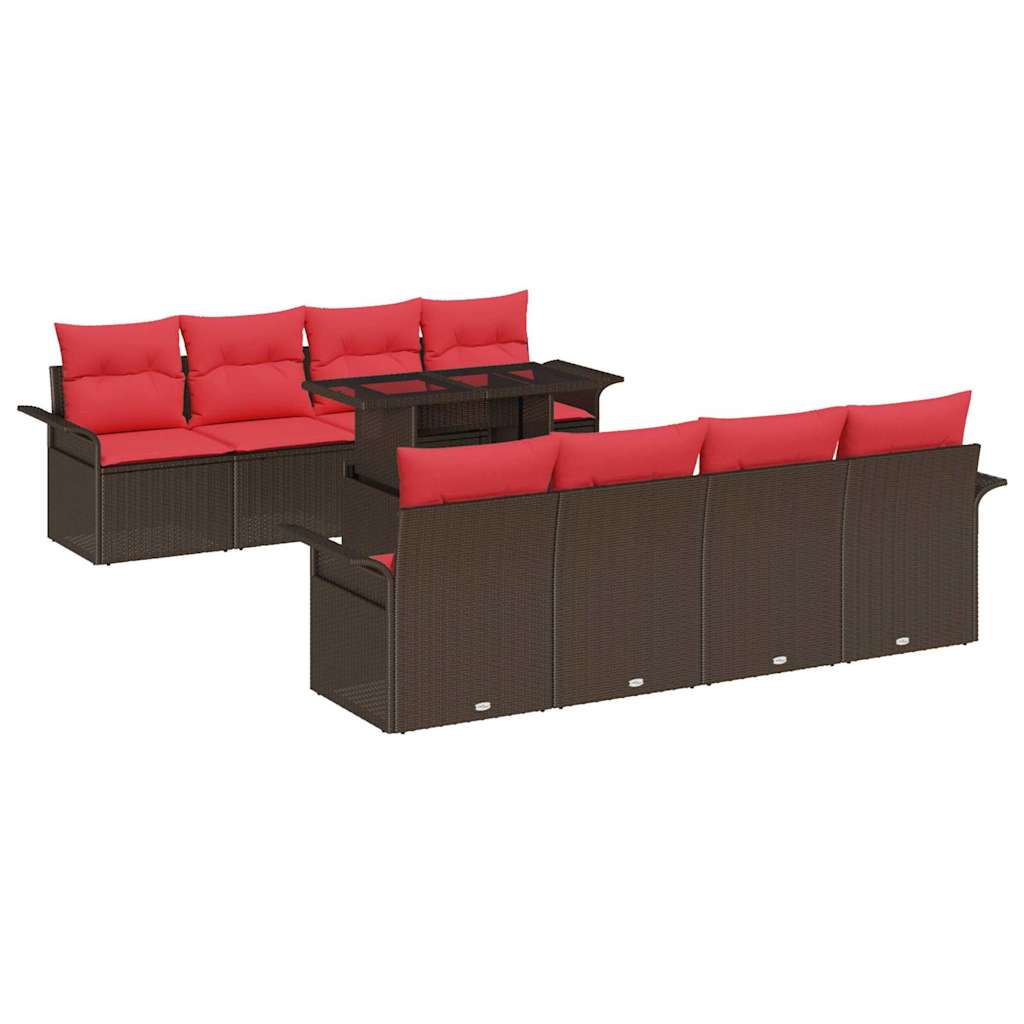 Ensemble de canapé de jardin 8 pcs Marron polyrotin