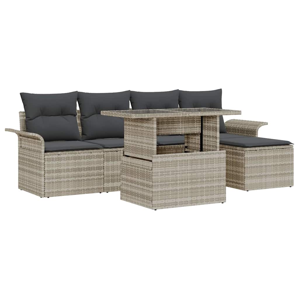 Ensemble de canapé de jardin 6 pcs Gris clair Poly rotin