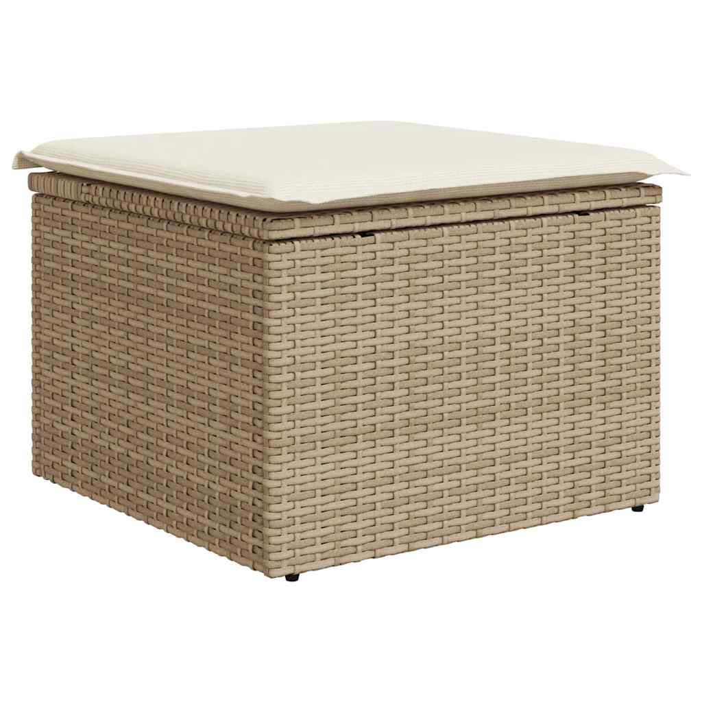 Ensemble de canapé de jardin avec coussin 9 pcs Beige polyrotin