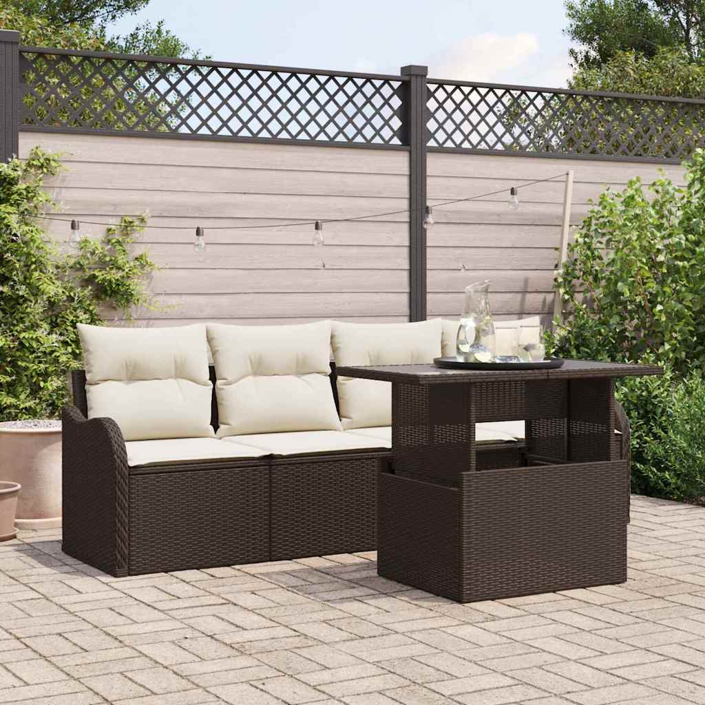 Ensemble de canapé de jardin 5 pc Marron Poly rotin