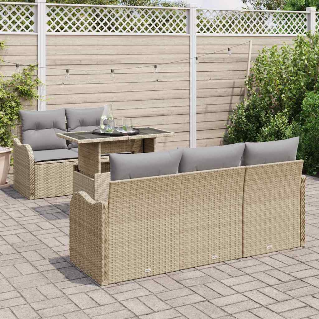Ensemble de canapé de jardin avec coussin 6 pcs Beige polyrotin - XIOS