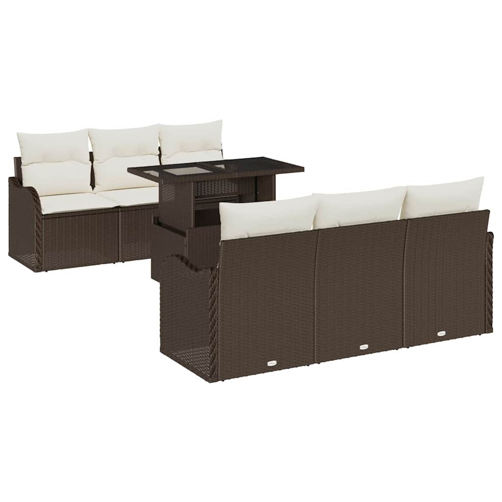 Ensemble de canapé de jardin 7 pcs Marron Poly rotin - XIOS