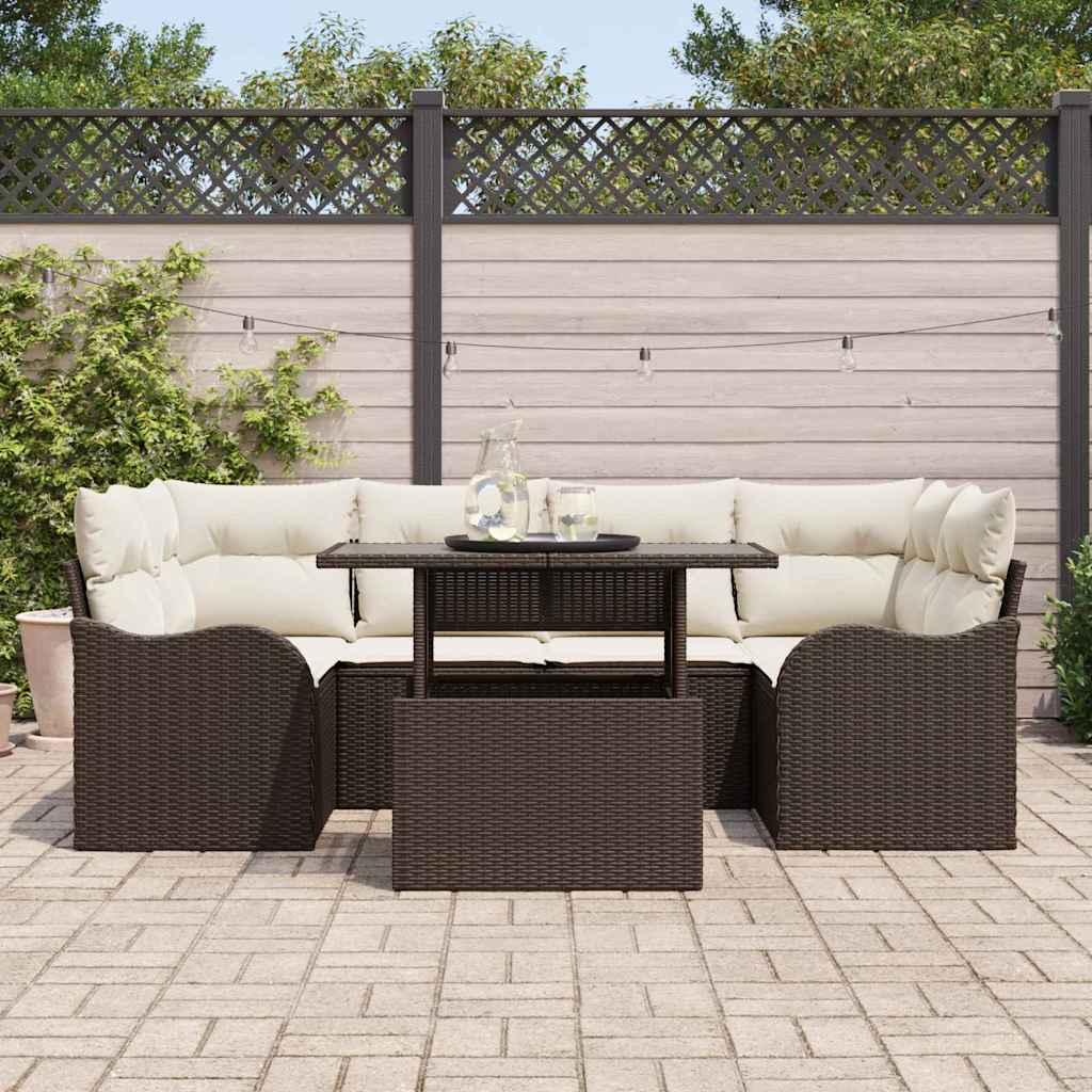 Ensemble de canapé de jardin 7 pcs Marron Poly rotin - XIOS
