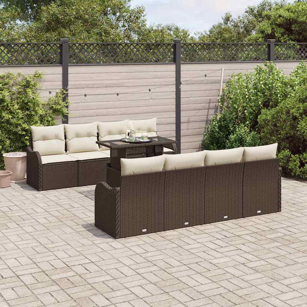 Ensemble de canapé de jardin 7 pcs Marron polyrotin