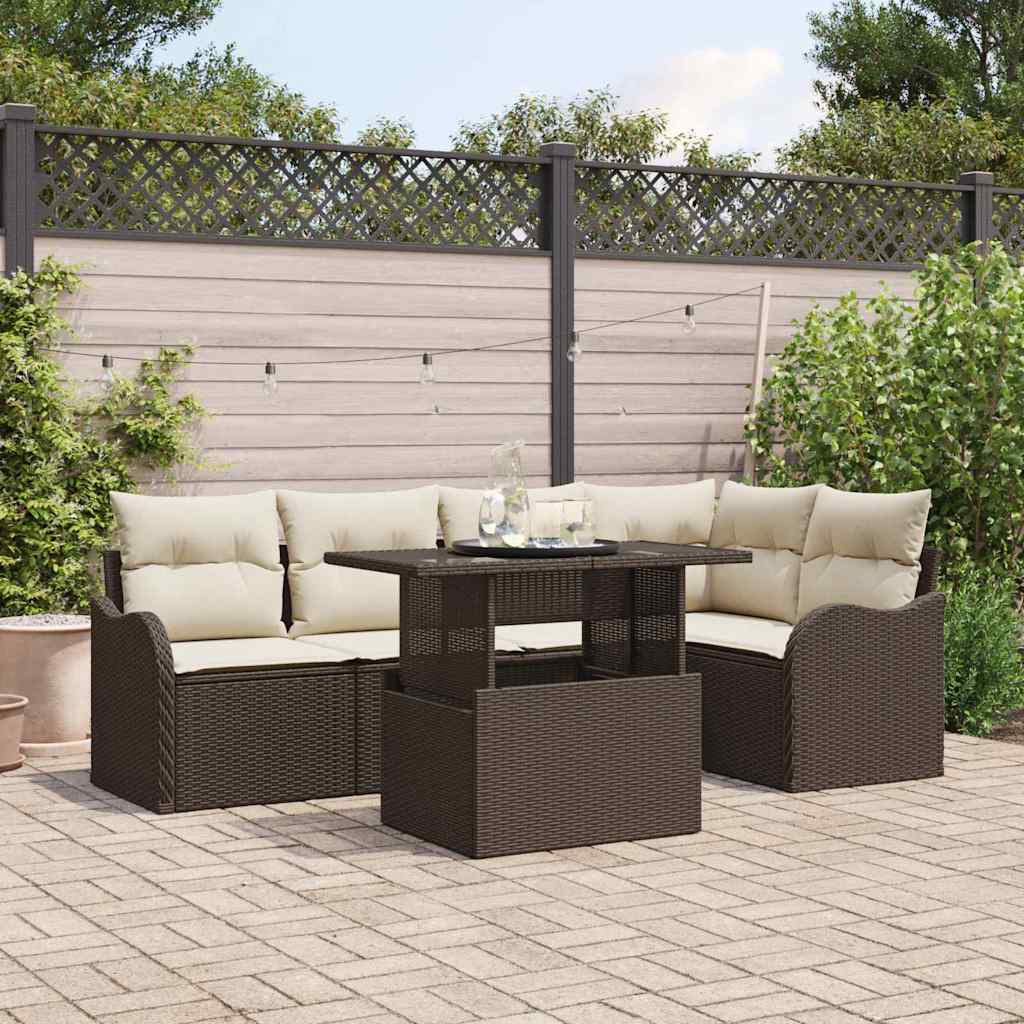 Ensemble de salle à manger 6 pc Marron Poly rotin