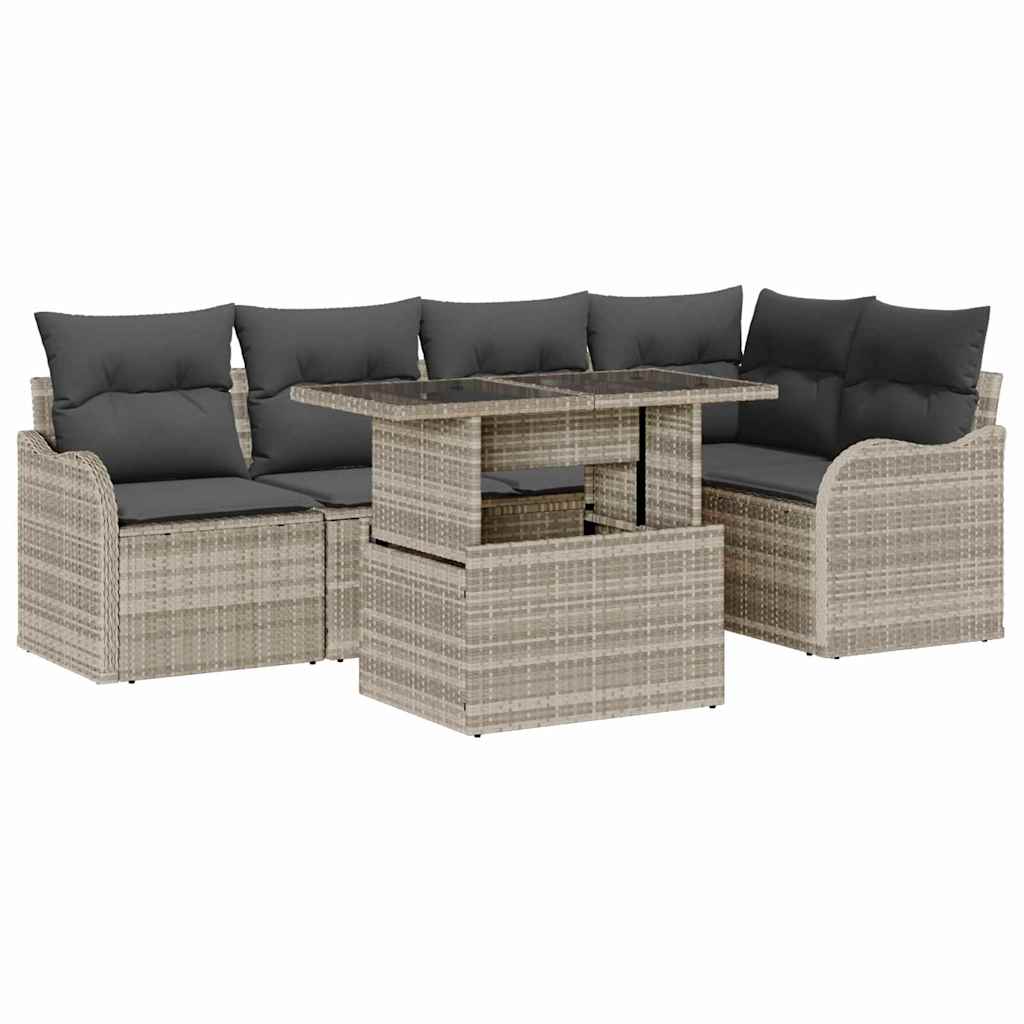 Ensemble de salle à manger 6 pcs Gris clair Poly rotin