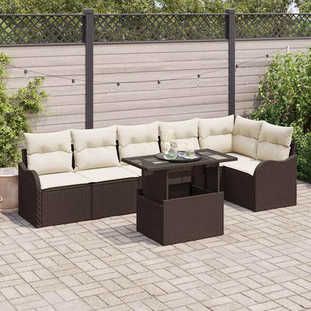 Ensemble de Canapés 7 pc Marron Poly rotin