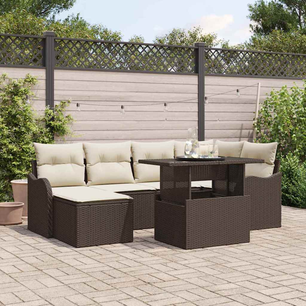 Ensemble de canapé de jardin 7 pc Marron Poly rotin