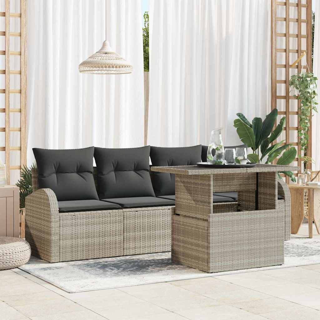 Ensemble de canapé de jardin 5 pc Gris clair Poly rotin