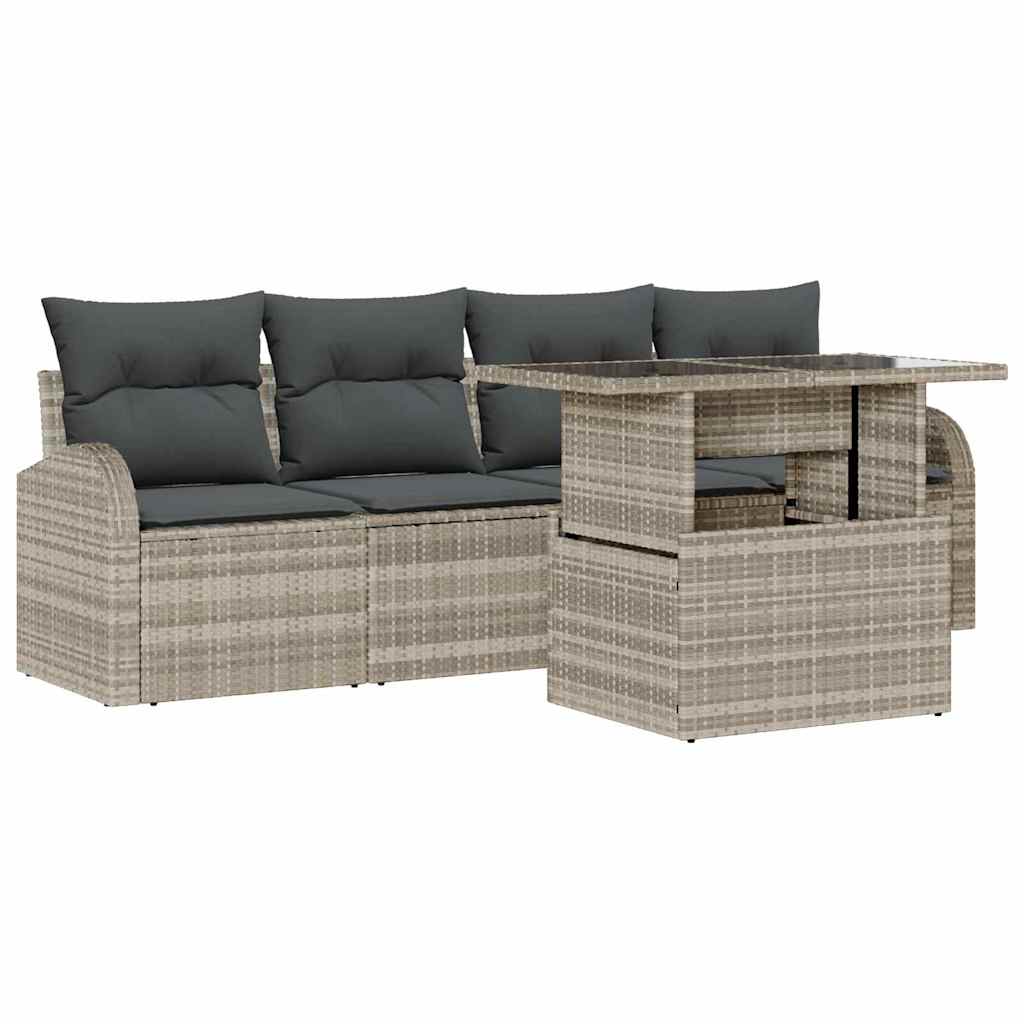 Ensemble de canapé de jardin 5 pcs Gris clair Poly rotin