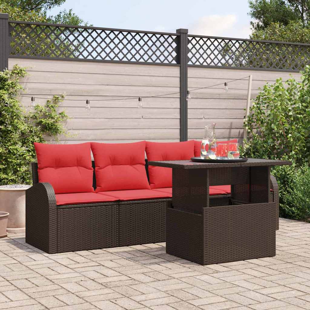 Ensemble de canapé de jardin 5 pc Marron polyrotin
