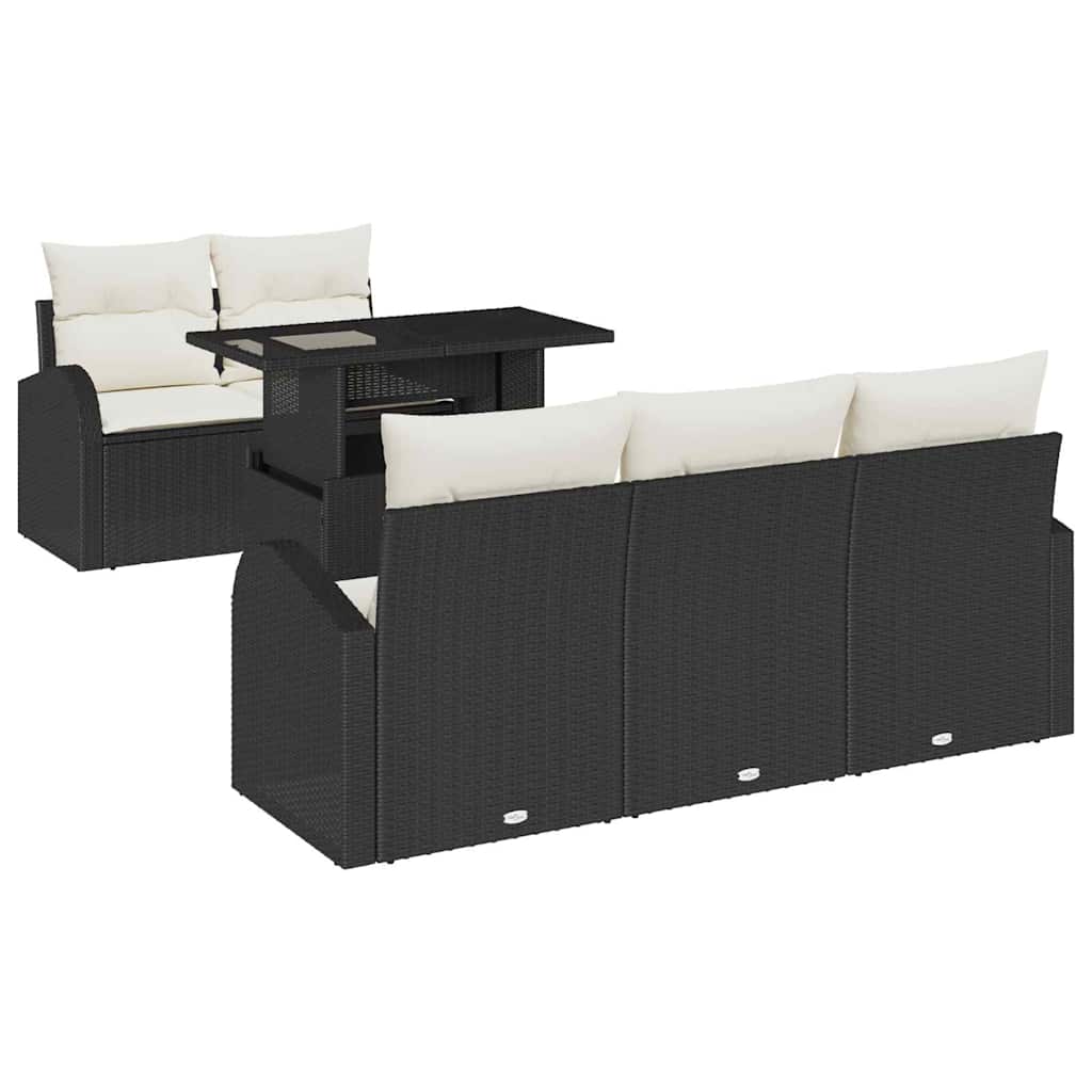Ensemble de canapé de jardin 6 pc Noir polyrotin