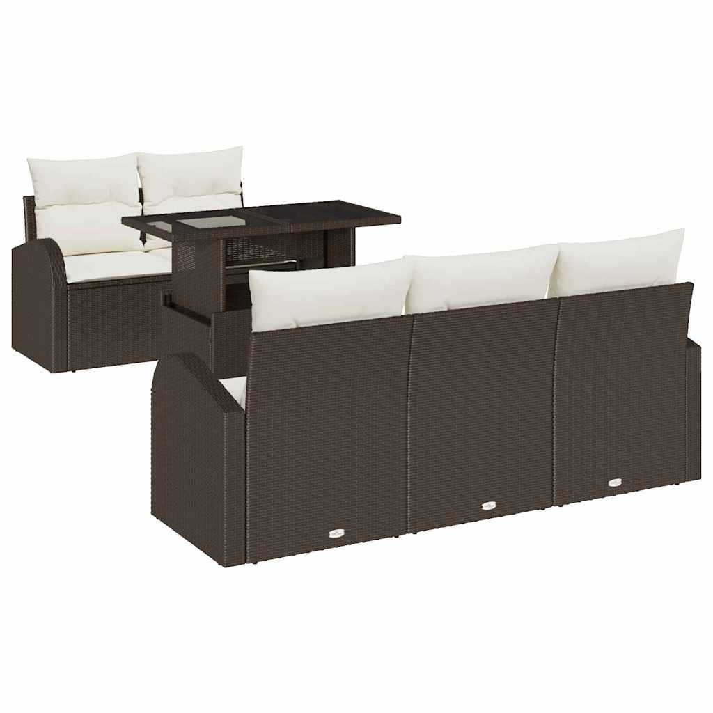 Ensemble de canapé de jardin 6 pcs Marron polyrotin