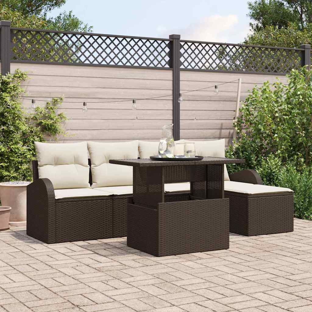 Ensemble de canapé de jardin 6 pcs Marron polyrotin - XIOS