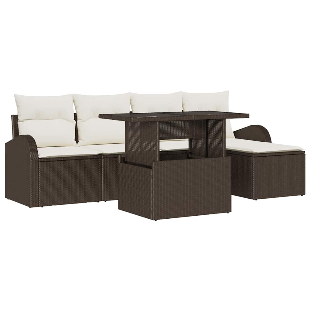 Ensemble de canapé de jardin 6 pcs Marron polyrotin - XIOS