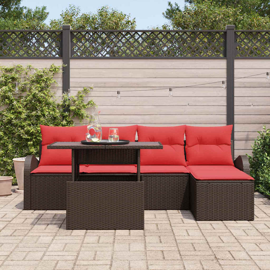 Ensemble de canapé de jardin 6 pcs Marron polyrotin - XIOS