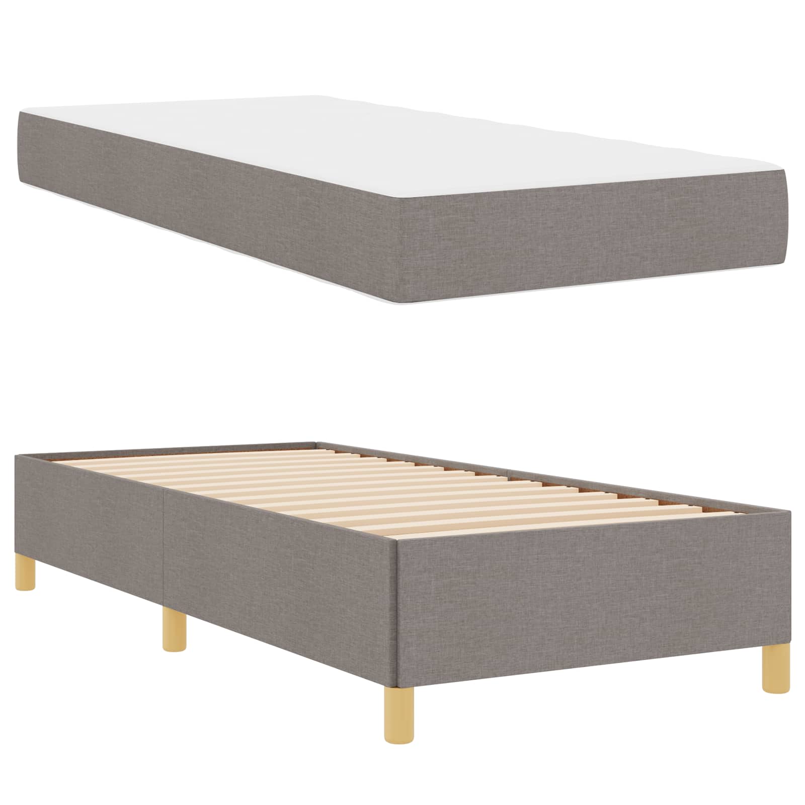 Cadre de lit avec matelas Taupe 90 x 190 cm tissu - XIOS