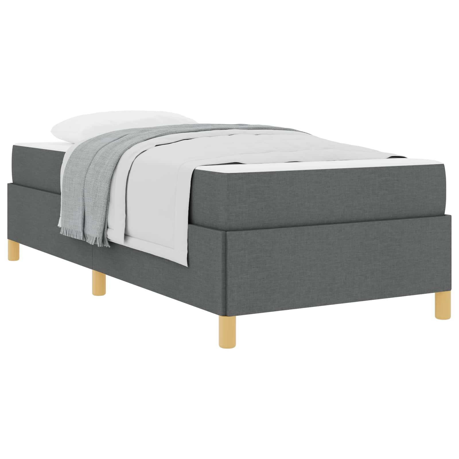 Cadre de lit avec matelas Gris foncé 100 x 200 cm tissu - XIOS