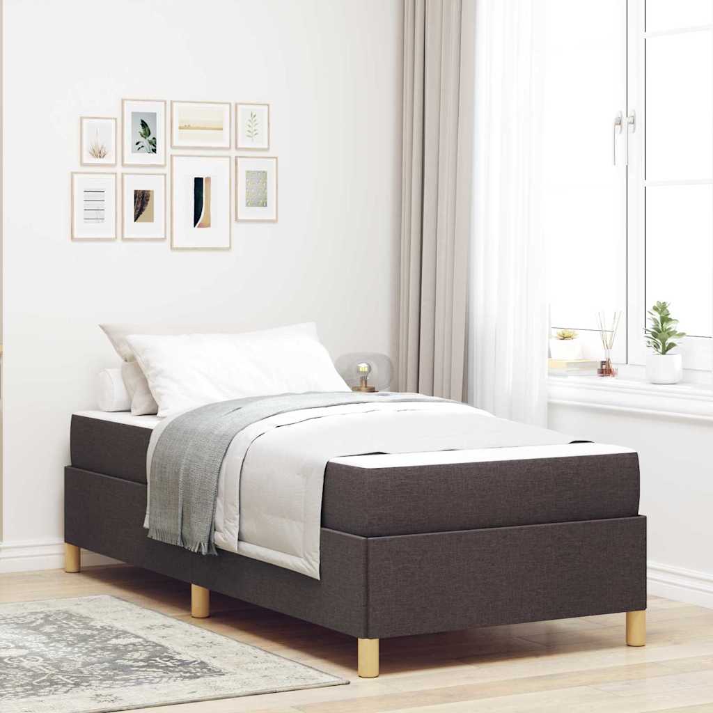 Cadre de lit avec matelas Marron foncé 100 x 200 cm tissu - XIOS