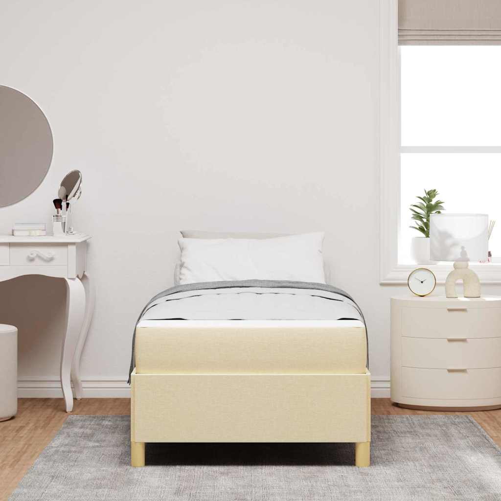Cadre de lit avec matelas Crème 100 x 200 cm tissu - XIOS