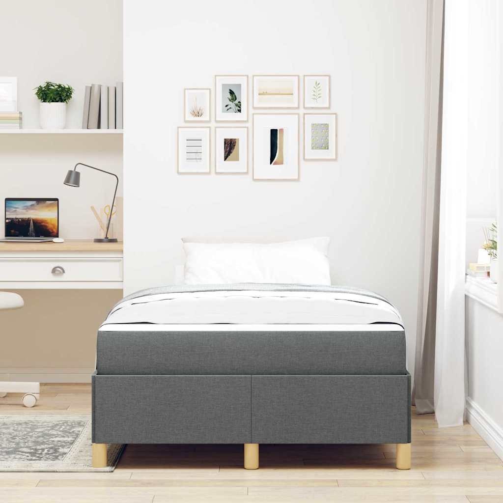 Cadre de lit avec matelas Gris foncé 120 x 190 cm tissu - XIOS
