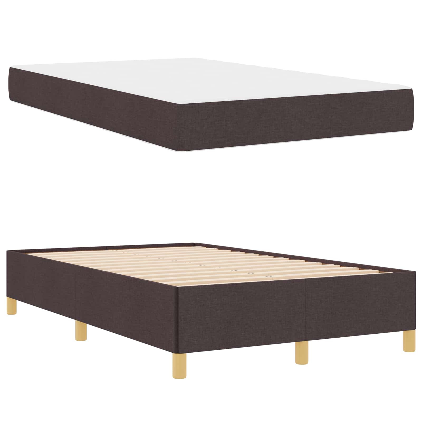 Cadre de lit avec matelas Marron foncé 120 x 200 cm tissu - XIOS