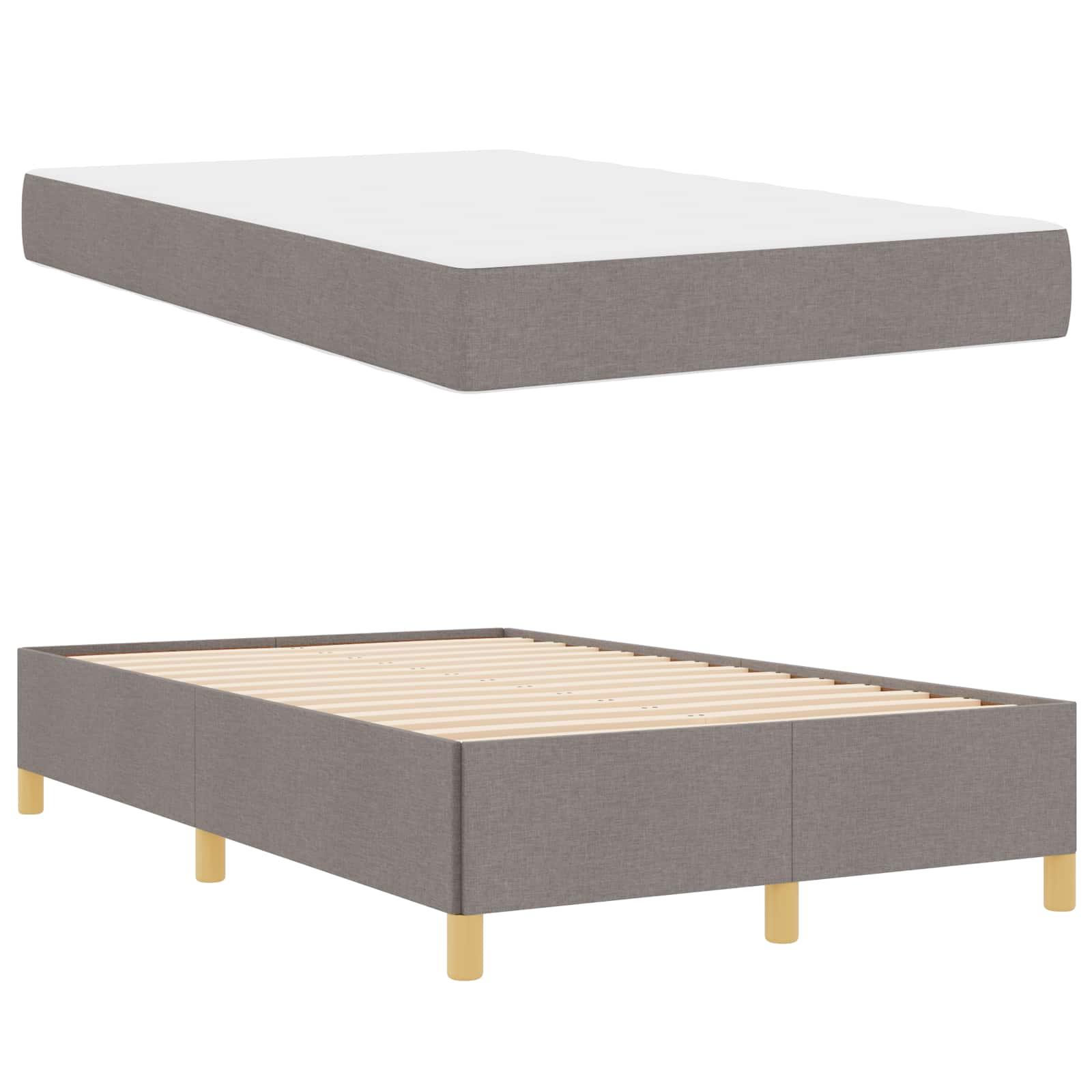 Cadre de lit avec matelas Taupe 120 x 200 cm tissu - XIOS