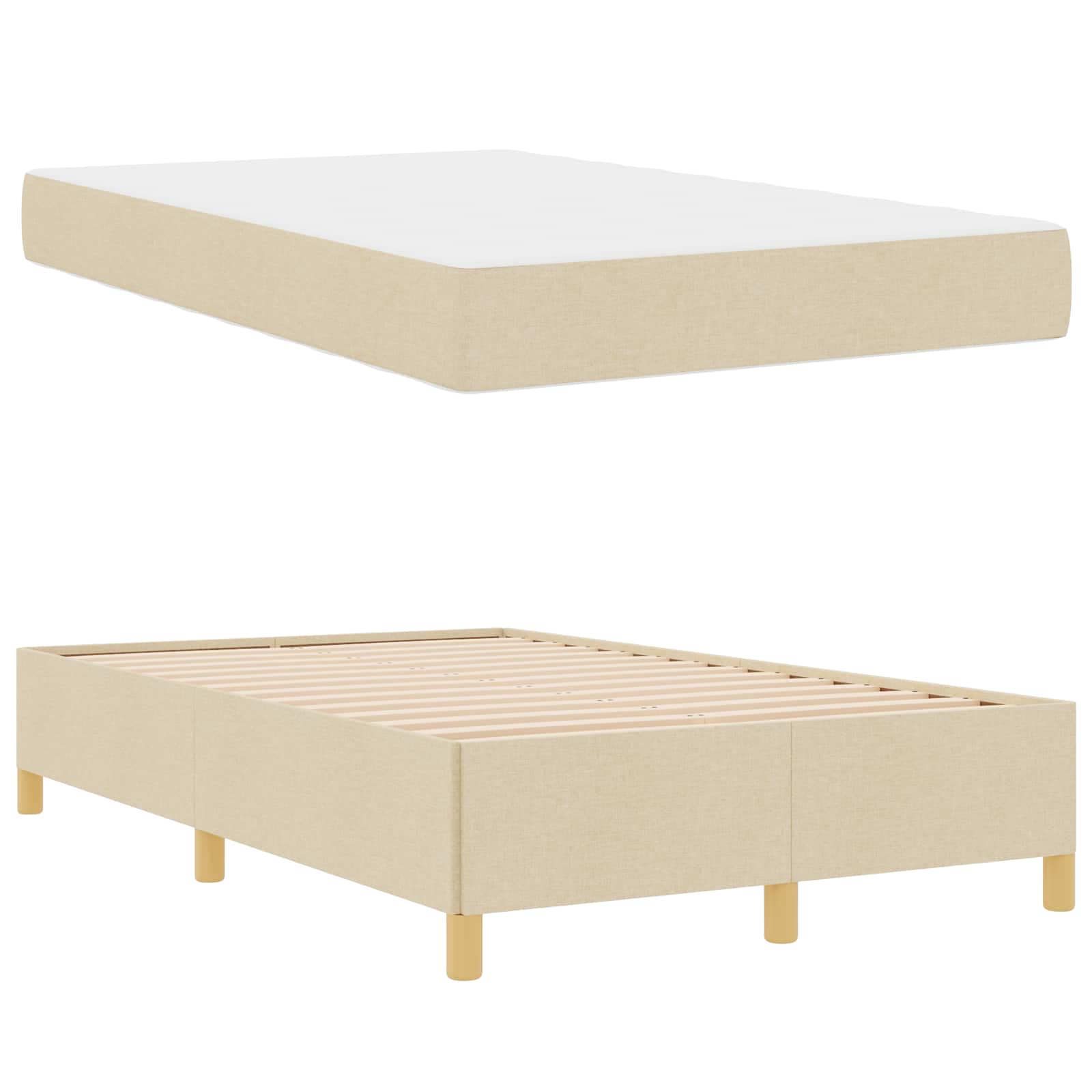 Cadre de lit avec matelas Crème 120 x 200 cm tissu - XIOS