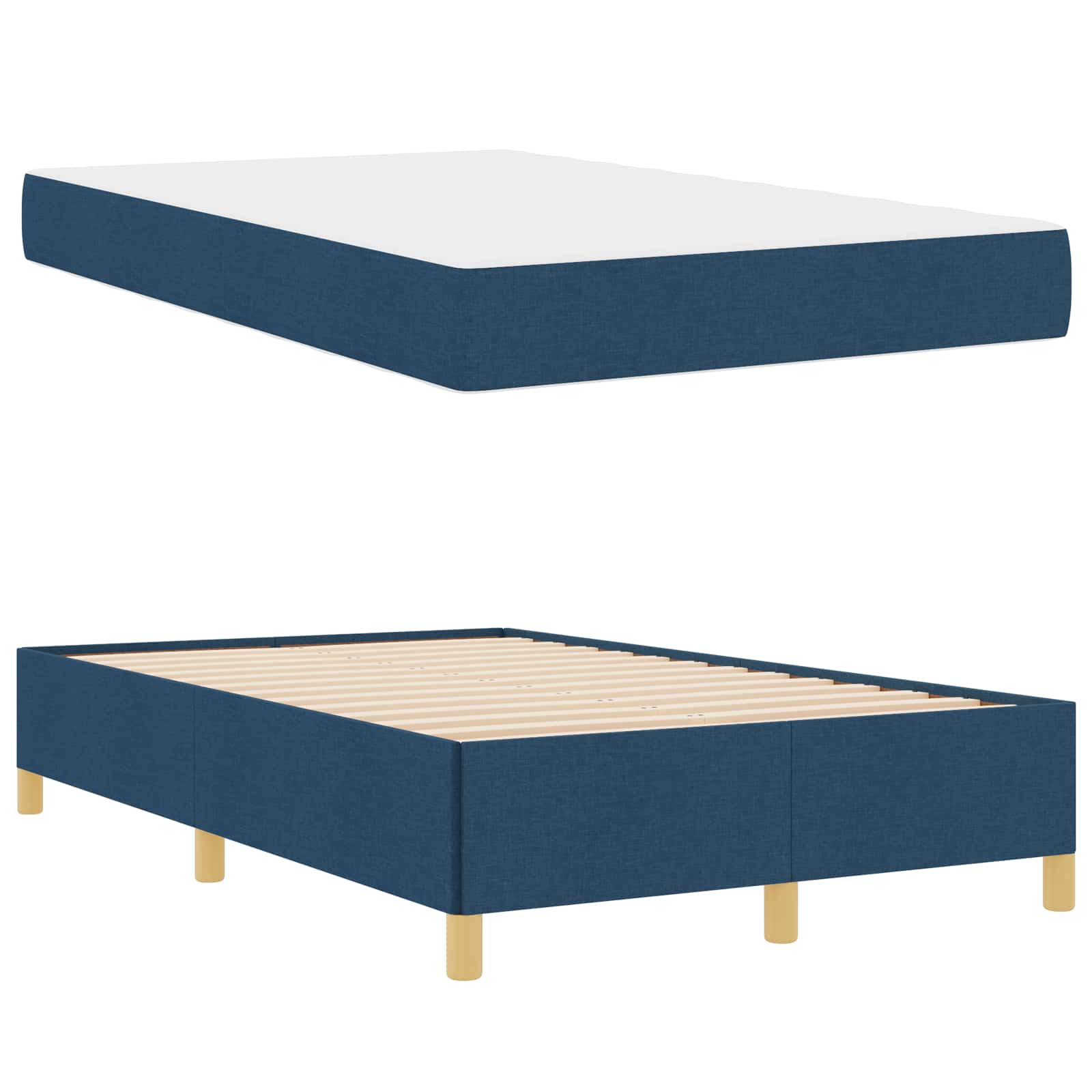 Cadre de lit avec matelas Bleu 120 x 200 cm tissu - XIOS