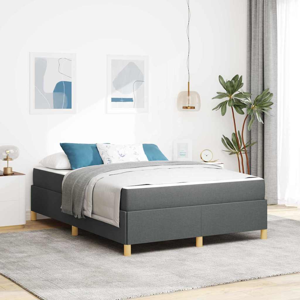 Cadre de lit avec matelas Gris foncé 140 x 190 cm tissu - XIOS