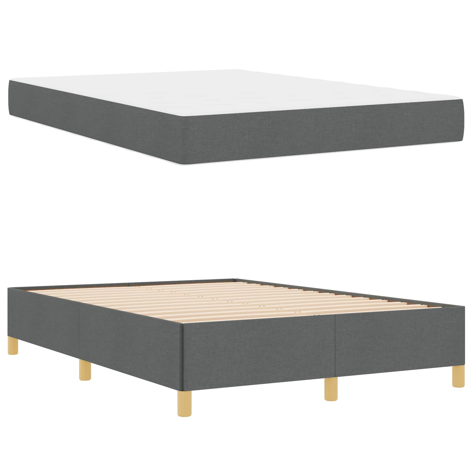 Cadre de lit avec matelas Gris foncé 140 x 190 cm tissu - XIOS