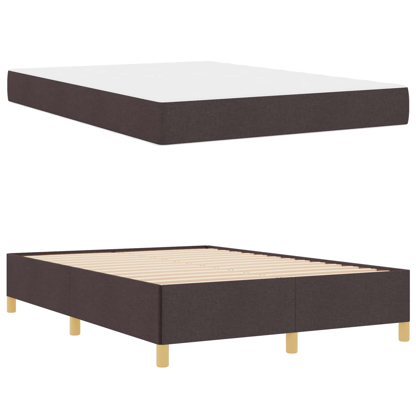 Cadre de lit avec matelas Marron foncé 140 x 190 cm tissu - XIOS