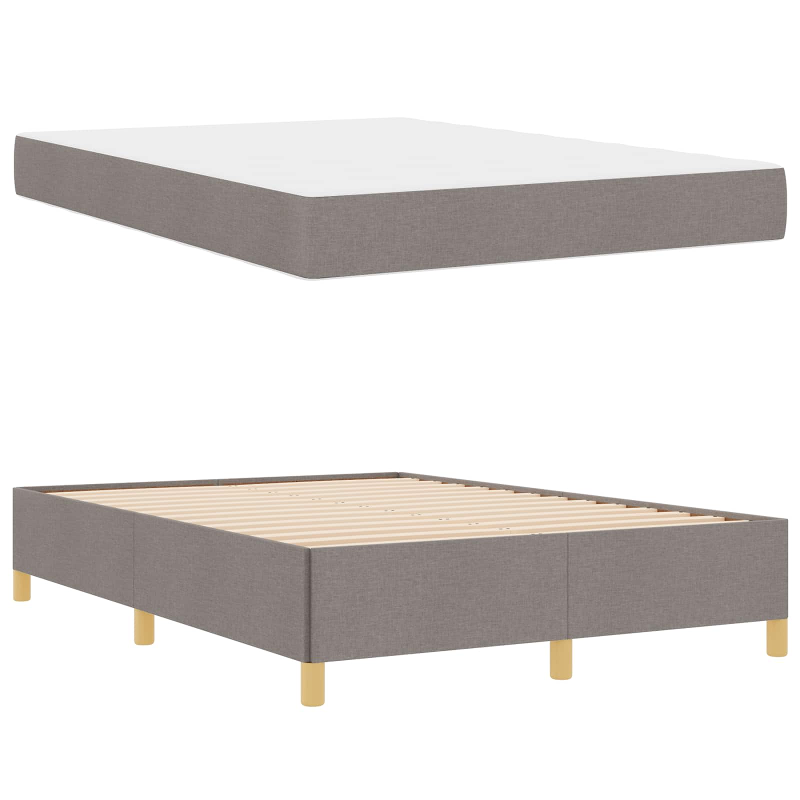 Cadre de lit avec matelas Taupe 140 x 190 cm tissu - XIOS