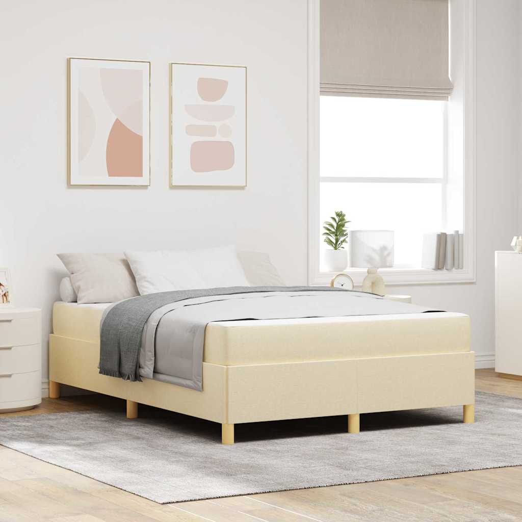 Cadre de lit avec matelas Crème 140 x 190 cm tissu - XIOS