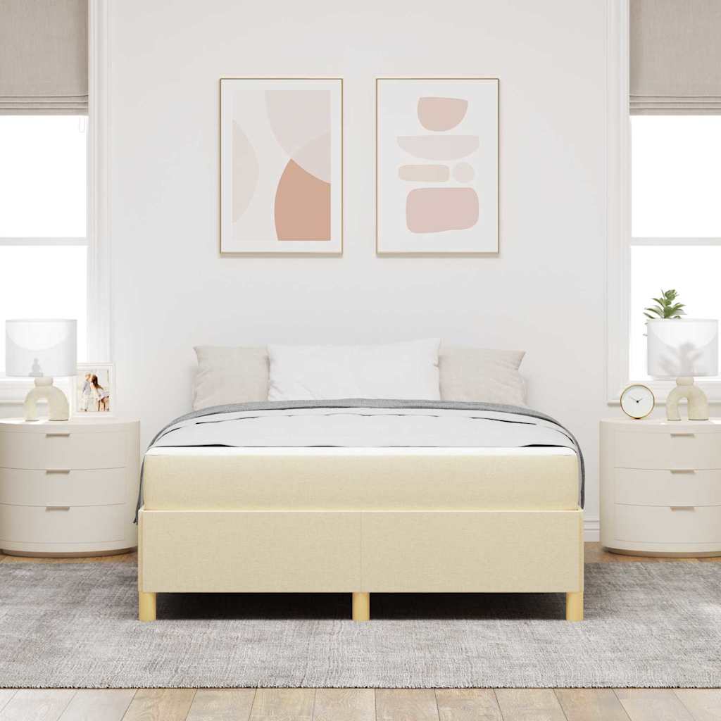 Cadre de lit avec matelas Crème 140 x 190 cm tissu - XIOS