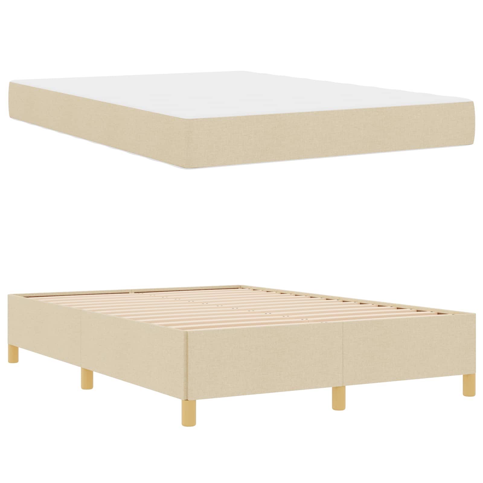 Cadre de lit avec matelas Crème 140 x 190 cm tissu - XIOS