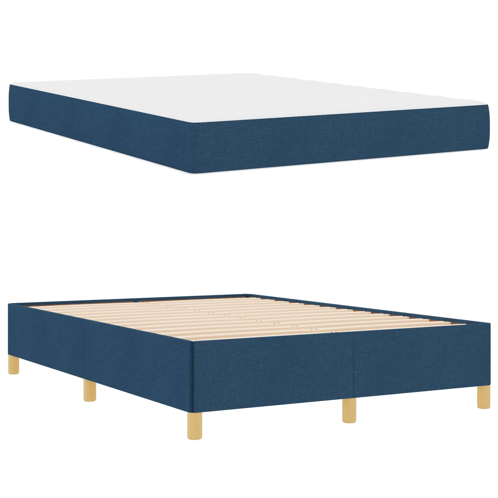 Cadre de lit avec matelas Bleu 140 x 190 cm tissu - XIOS
