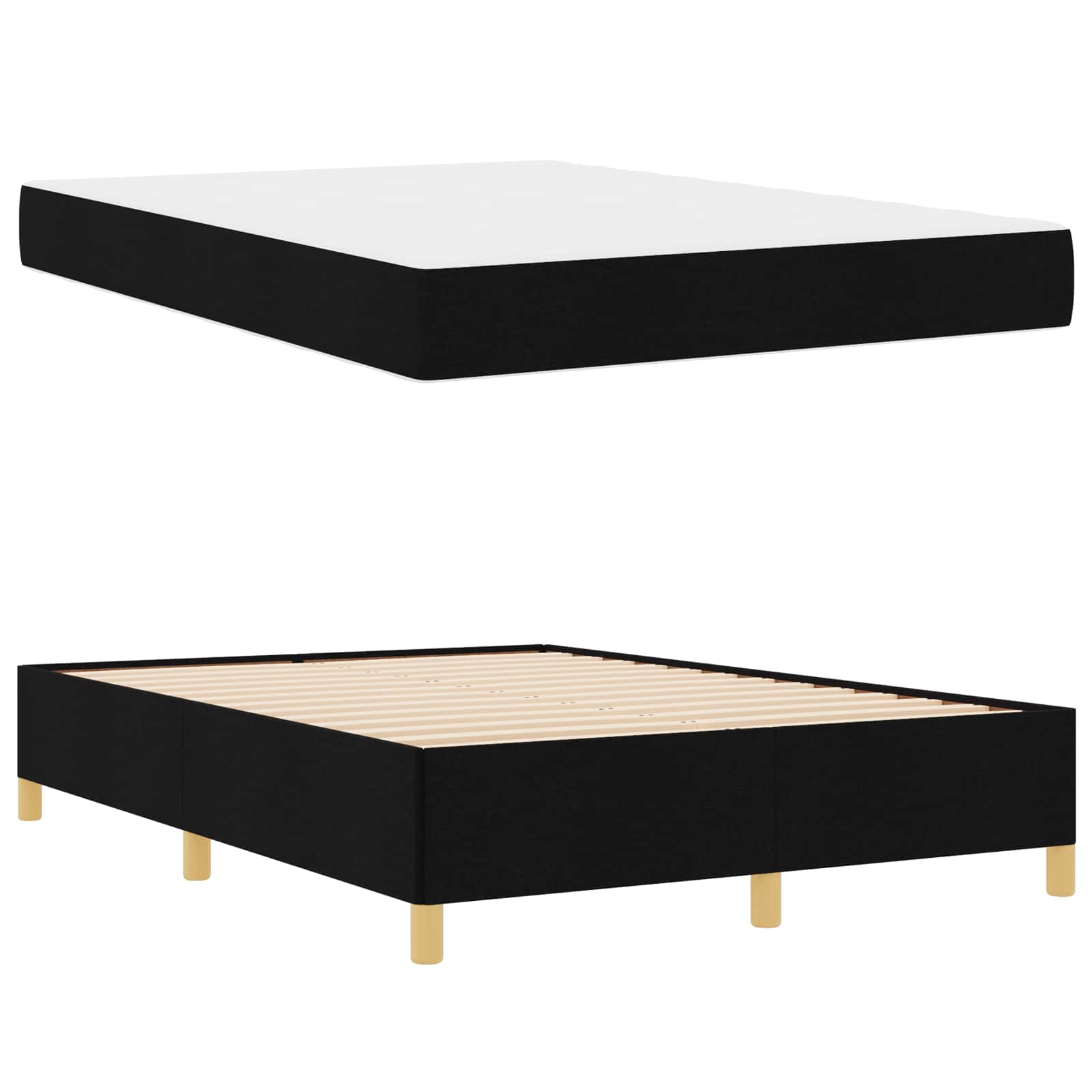 Cadre de lit avec matelas Noir 140 x 200 cm tissu - XIOS