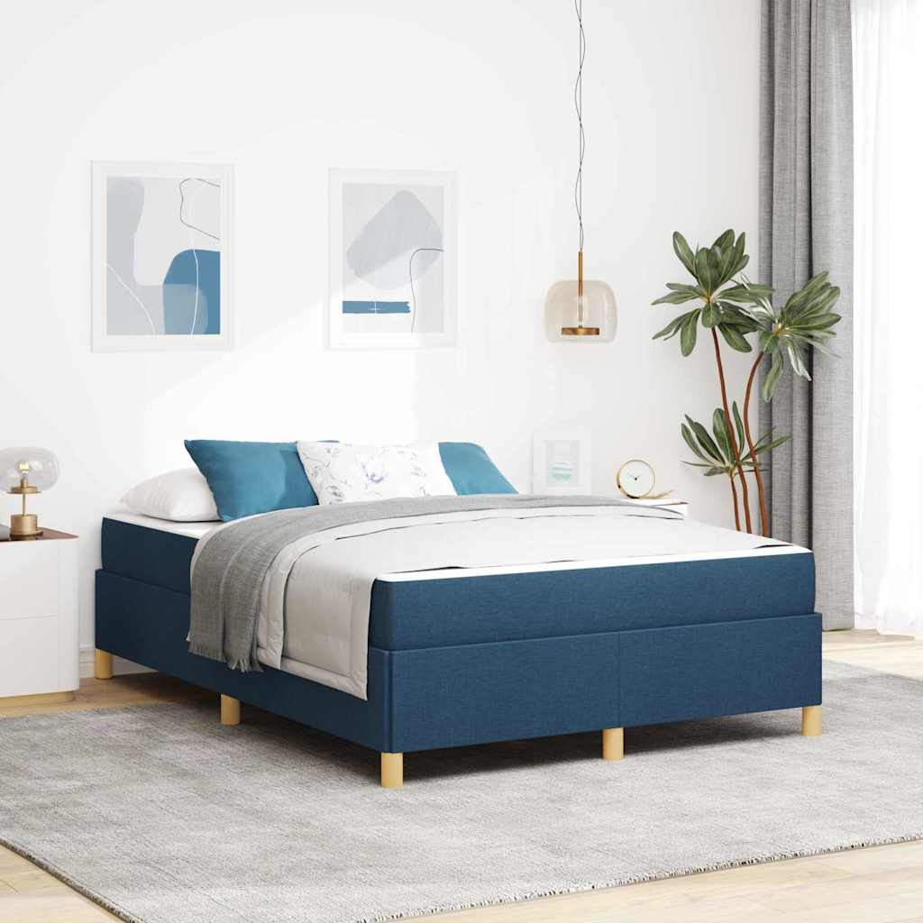 Cadre de lit avec matelas Bleu 140 x 200 cm tissu - XIOS