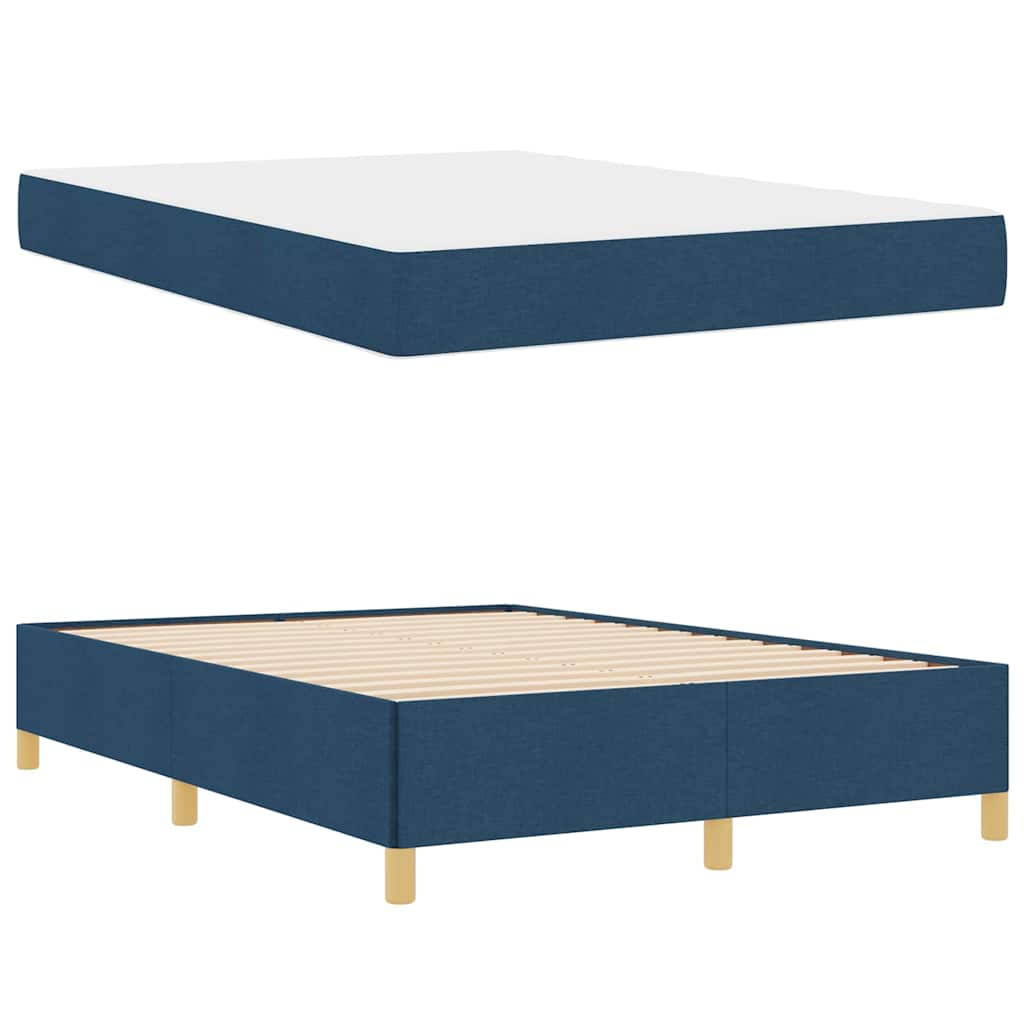 Cadre de lit avec matelas Bleu 140 x 200 cm tissu - XIOS