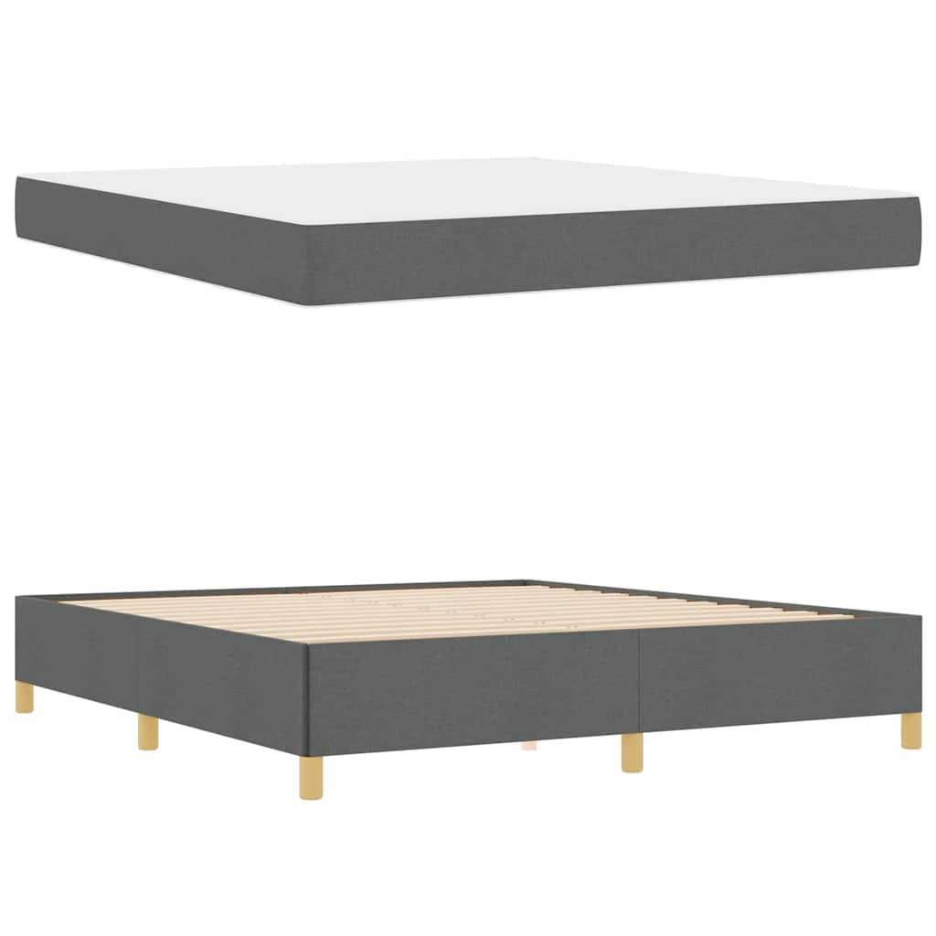 Cadre de lit avec matelas Gris foncé 180 x 200 cm tissu - XIOS