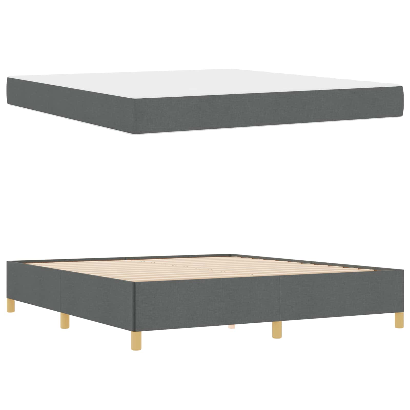 Cadre de lit avec matelas Gris foncé 180 x 200 cm tissu - XIOS