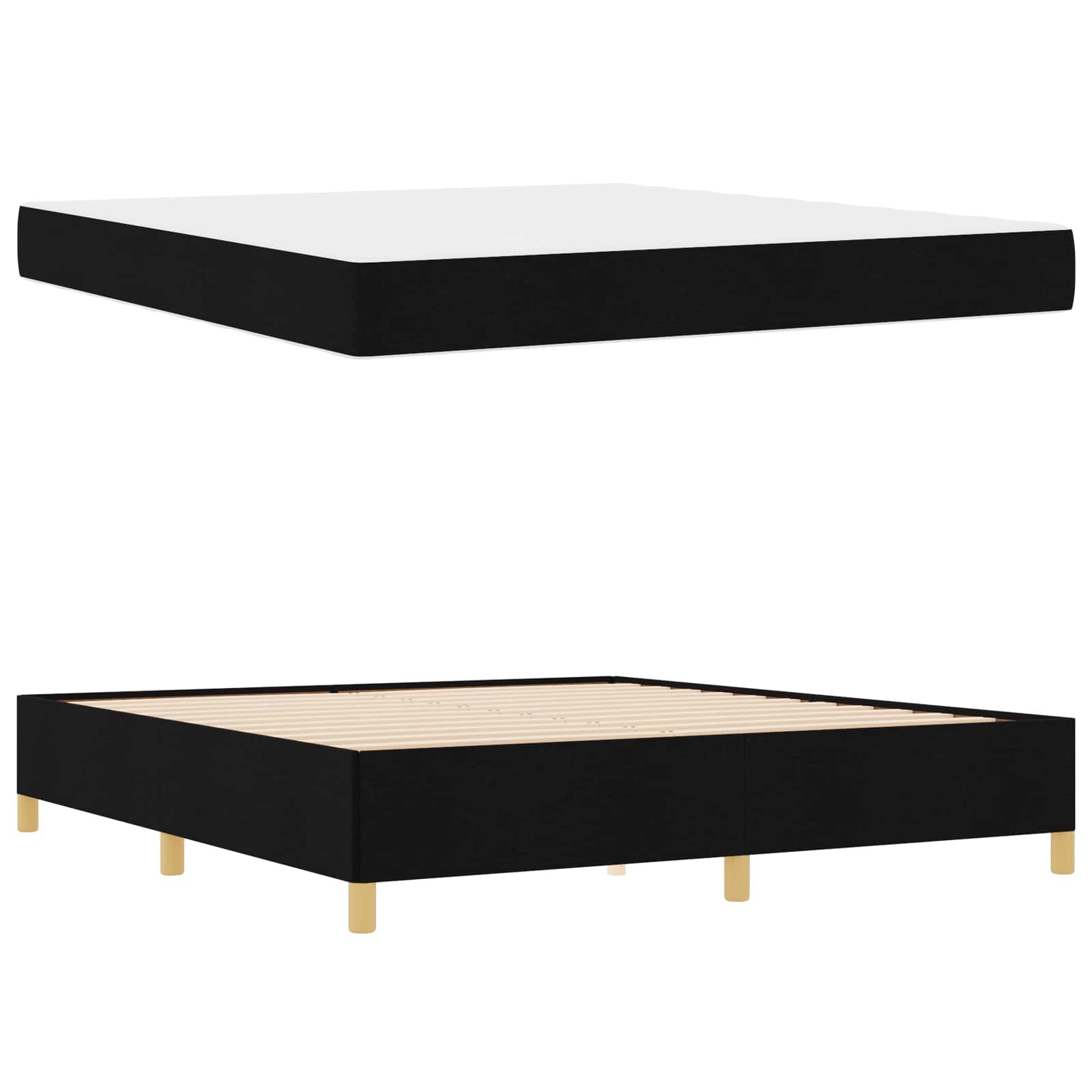 Cadre de lit avec matelas Noir 180 x 200 cm tissu - XIOS