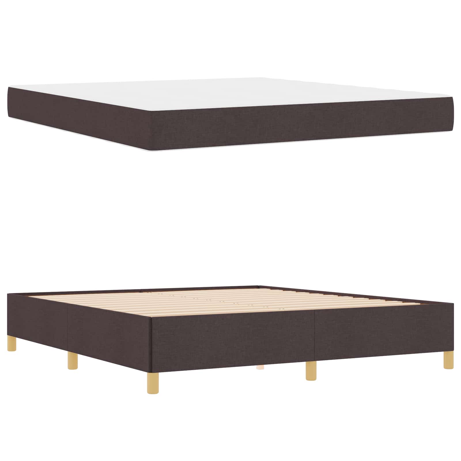 Cadre de lit Marron foncé 180 x 200 cm tissu