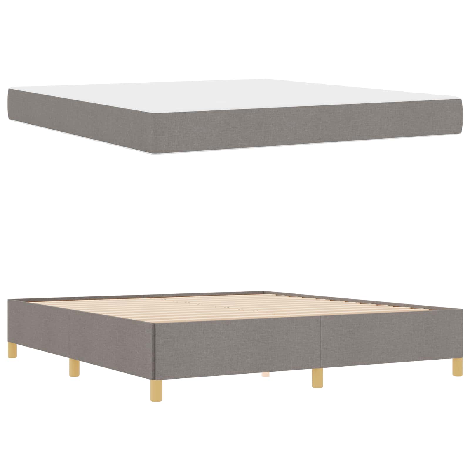 Cadre de lit avec matelas Taupe 180 x 200 cm tissu - XIOS