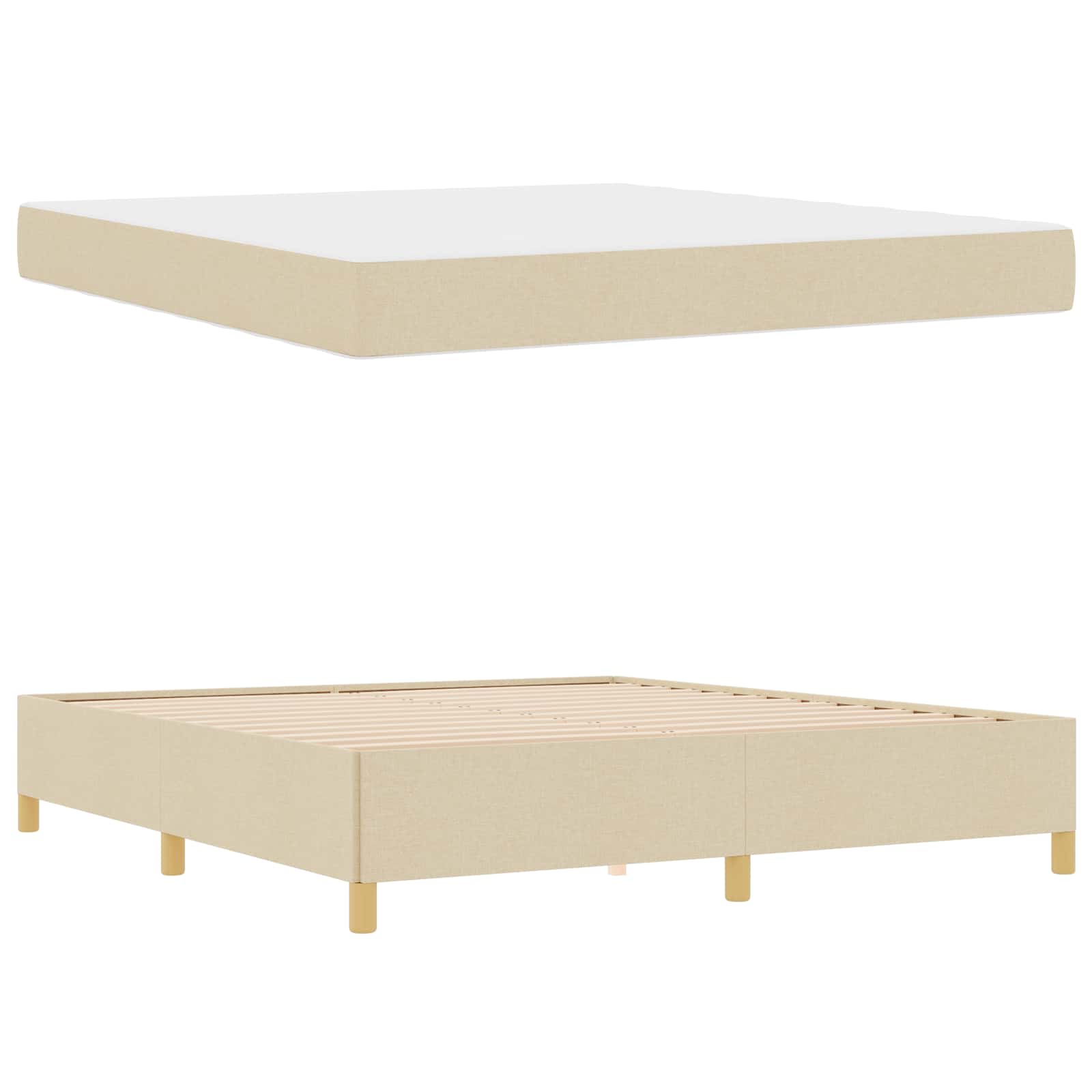 Cadre de lit avec matelas Crème 180 x 200 cm tissu - XIOS