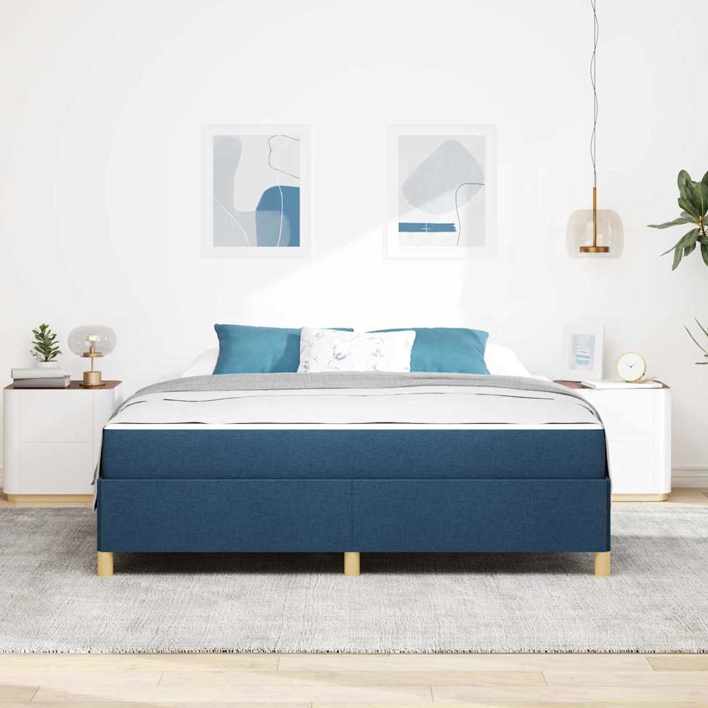 Cadre de lit avec matelas Bleu 180 x 200 cm tissu - XIOS
