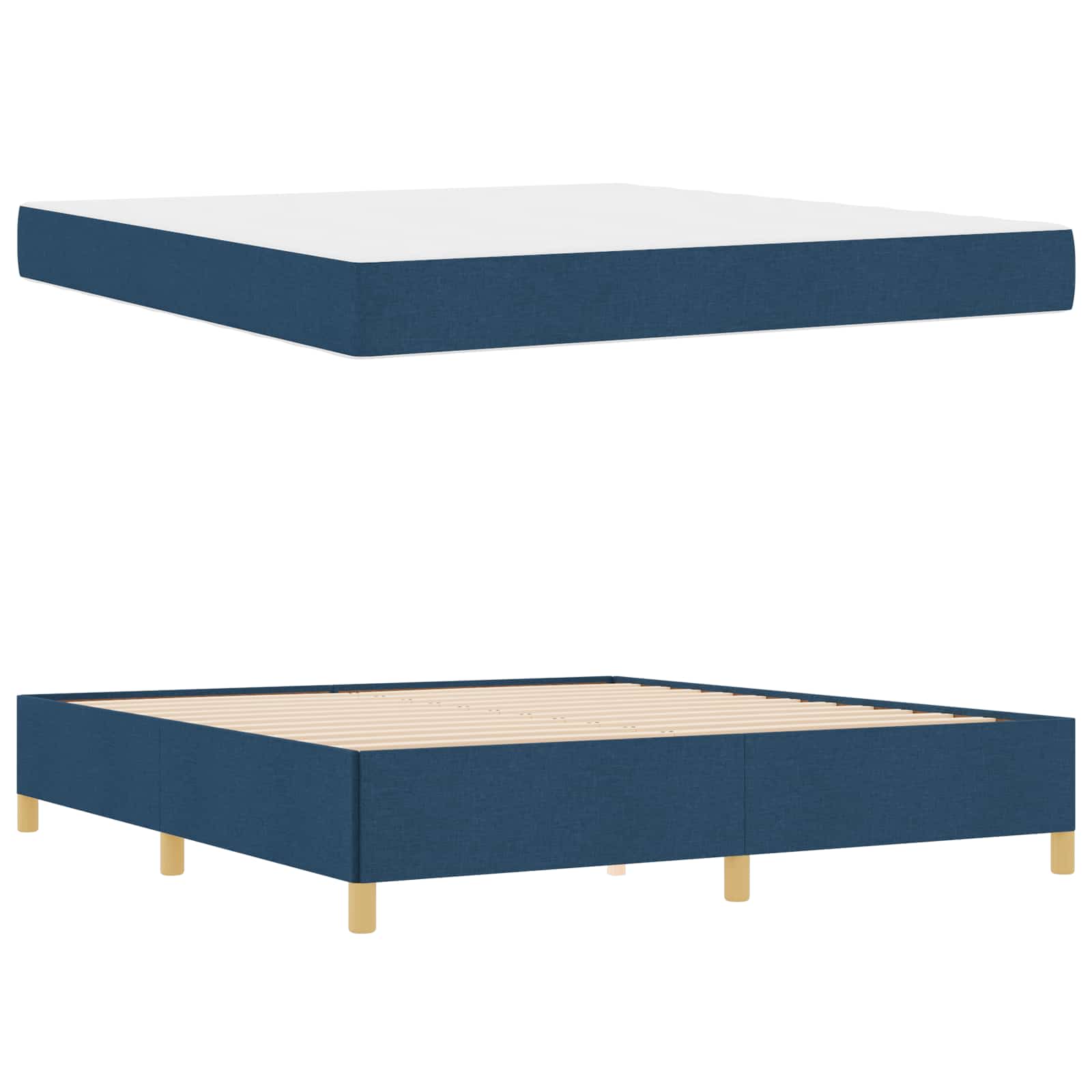 Cadre de lit avec matelas Bleu 180 x 200 cm tissu - XIOS