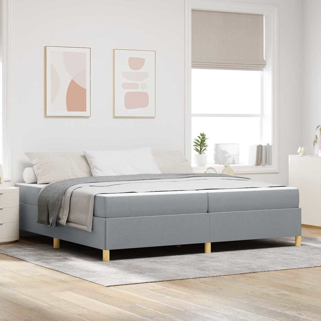 Cadre de lit avec matelas Gris clair 200 x 200 cm tissu - XIOS