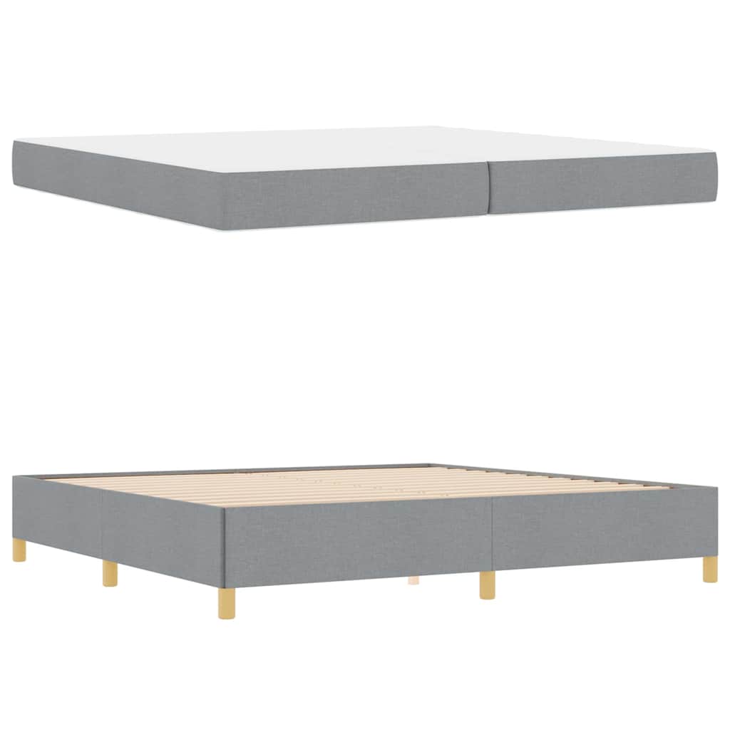 Cadre de lit avec matelas Gris clair 200 x 200 cm tissu - XIOS